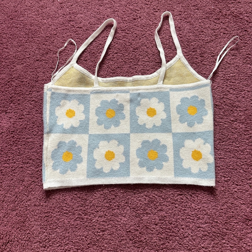 Pacsun cropped wool tank with flower design